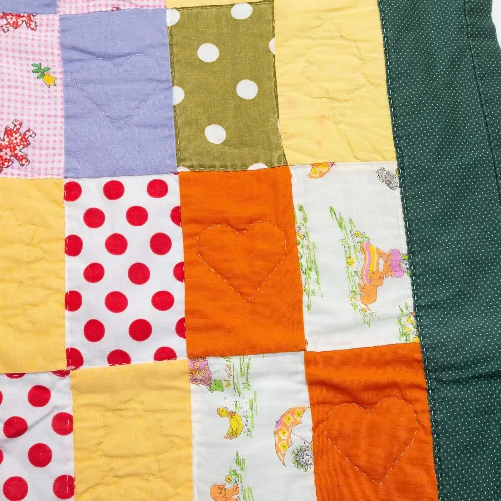Vintage Style Patchwork Quilt Baby Lap Throw Wall Hanging Handmade Multi-Color